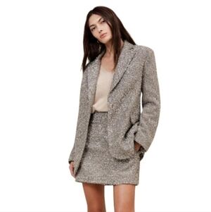 Banana Republic Oversized Coleta Tinsel Tweed Blazer In Silver New Years Event